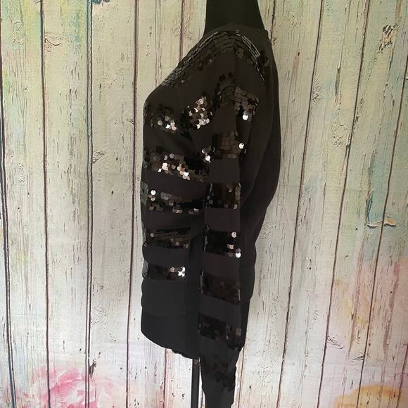 Victoria's Secret PINK Sweatshirt Womens Small Black Sequin Stripe Loungewear - Picture 4 of 7